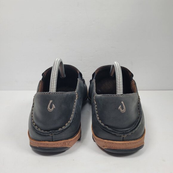 Olukai Men's Black Leather Slip-On Shoes 10128-4033 US Size 9.5 - Picture 4 of 8